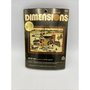 Dimensions Crewel Kit Water Mill #6039 Country Americana Cottage 5X7 Vtg 1980s
